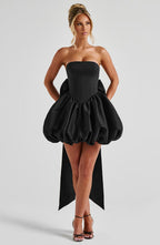 RYLA | STRAPLESS BOW BACK BUBBLE MINI DRESS - Black