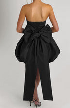 RYLA | STRAPLESS BOW BACK BUBBLE MINI DRESS - Black