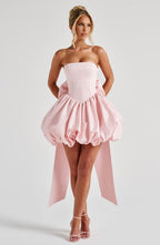 RYLA | STRAPLESS BOW BACK BUBBLE MINI DRESS - Blush Pink
