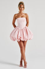 RYLA | STRAPLESS BOW BACK BUBBLE MINI DRESS - Blush Pink
