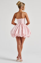 RYLA | STRAPLESS BOW BACK BUBBLE MINI DRESS - Blush Pink