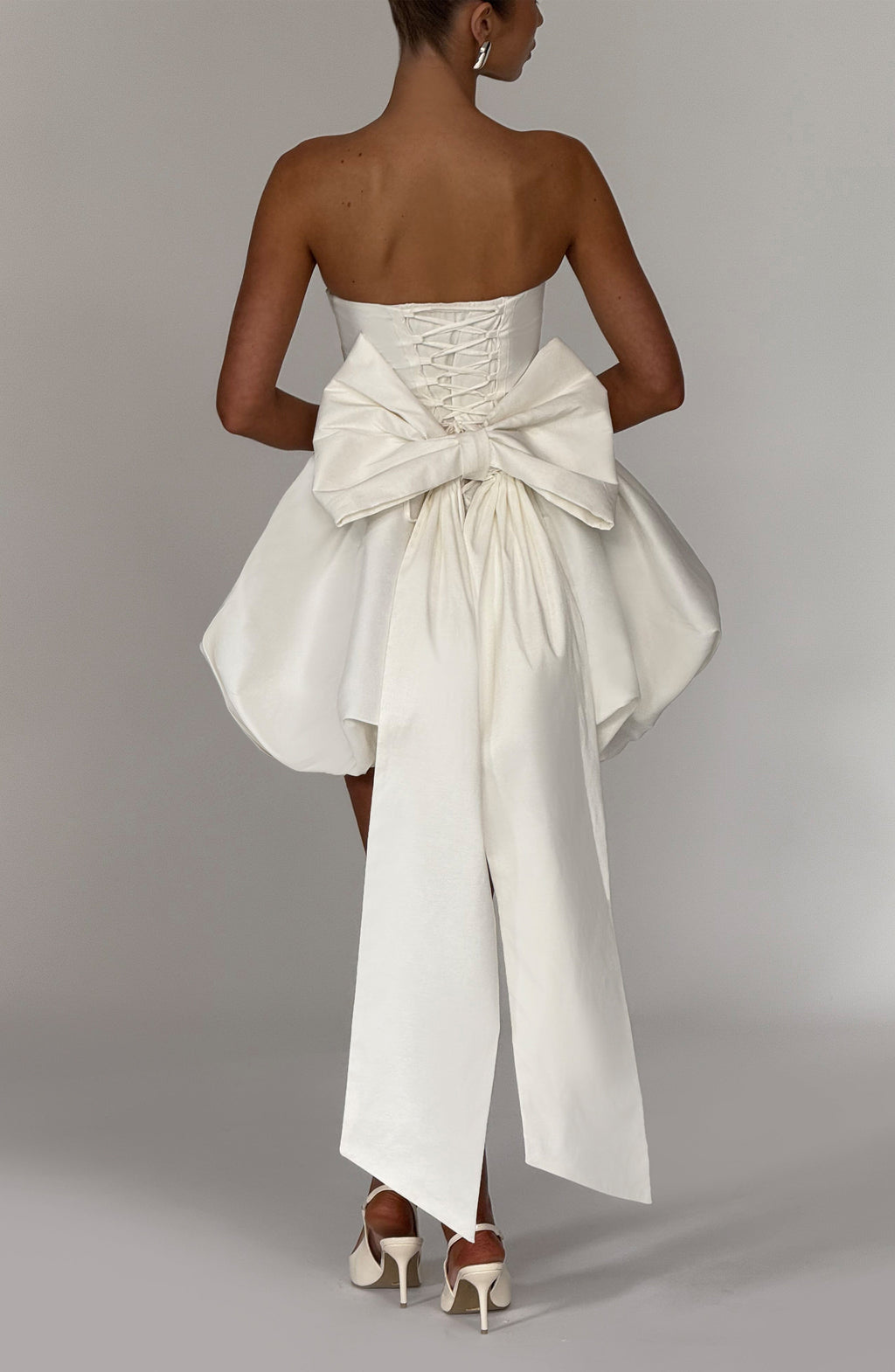 RYLA | STRAPLESS BOW BACK BUBBLE MINI DRESS - Ivory