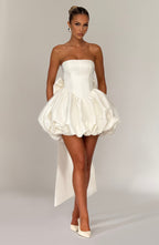 RYLA | STRAPLESS BOW BACK BUBBLE MINI DRESS - Ivory