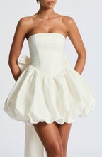 RYLA | STRAPLESS BOW BACK BUBBLE MINI DRESS - Ivory