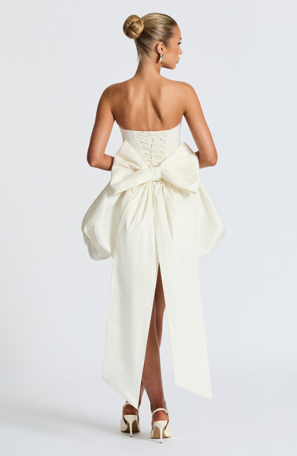 RYLA | STRAPLESS BOW BACK BUBBLE MINI DRESS - Ivory