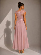 SABRINE | LACE BODICE HIGH LOW MAXI DRESS - Dusty Pink