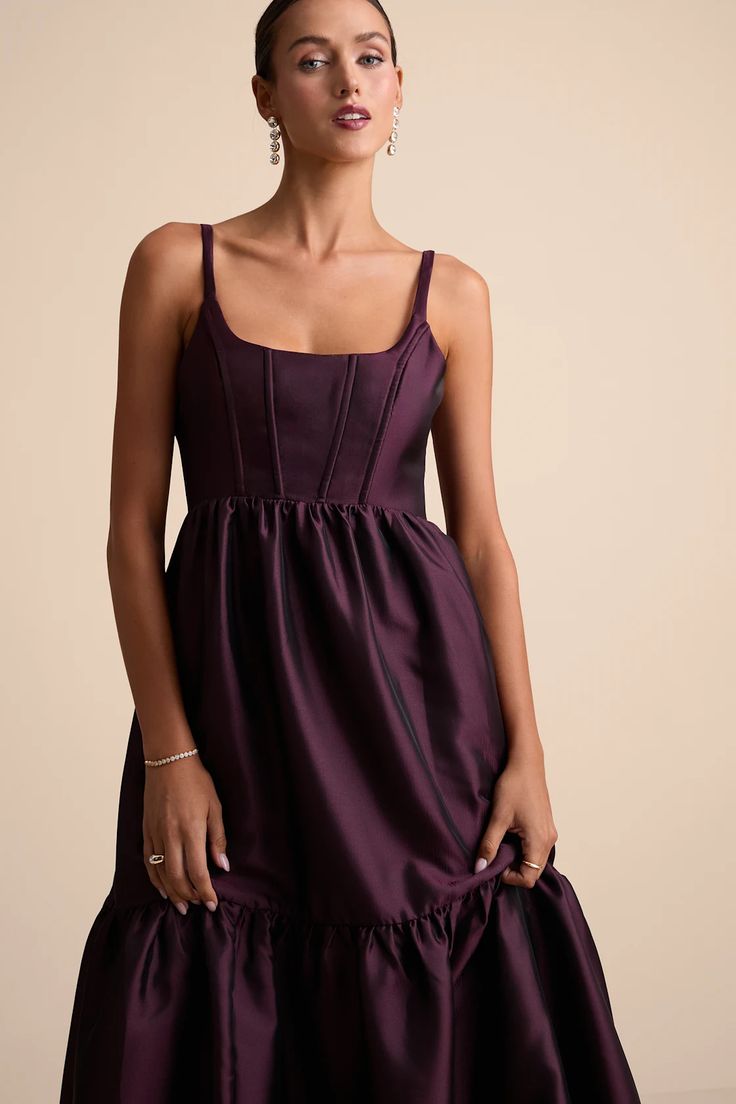 SAFIYA | TIERED BUSTIER MAXI DRESS - Plum