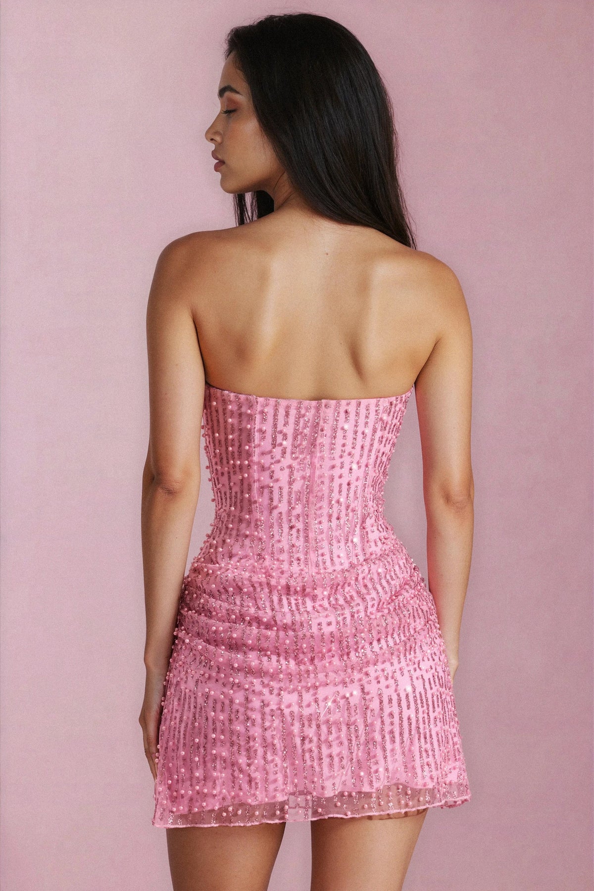 SAPHIRA | STRAPLESS MINI DRESS - Pink