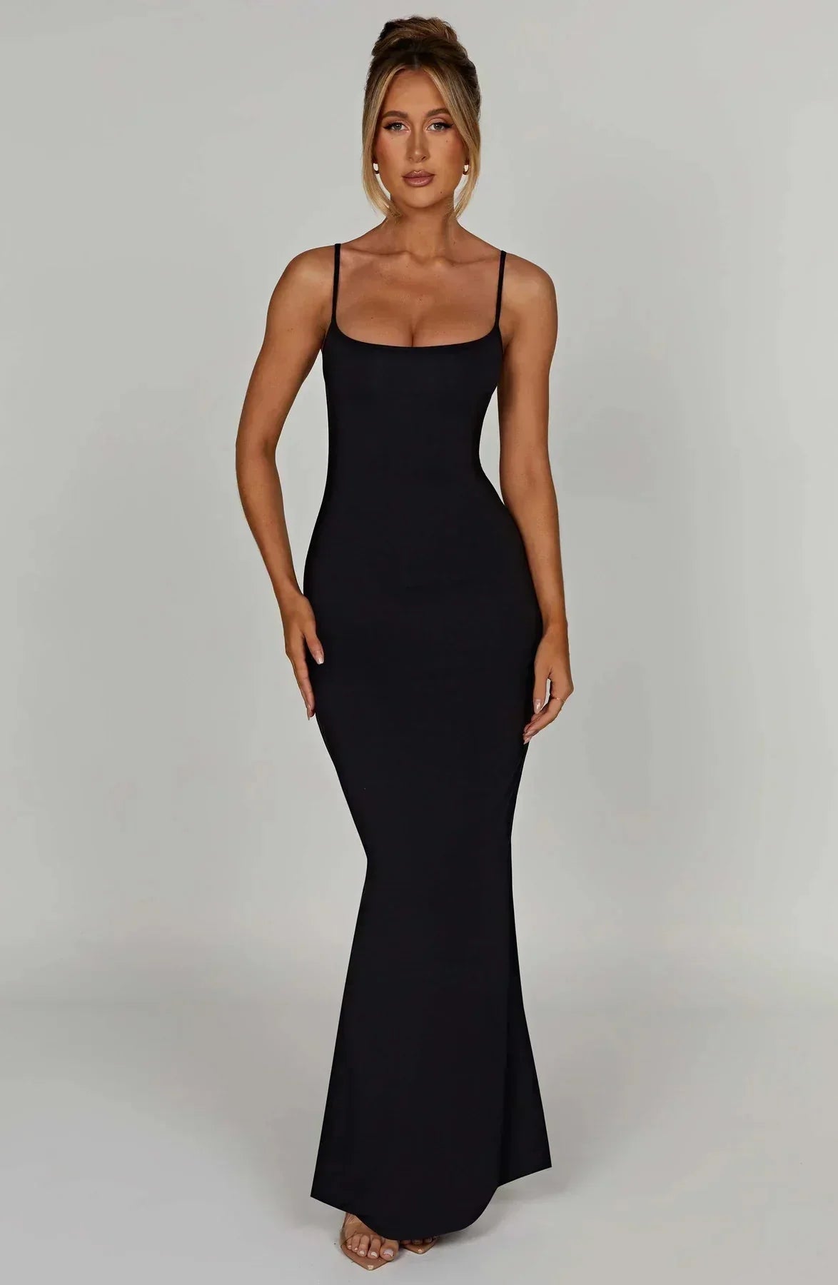 SASCHA | SCOOP NECK MAXI DRESS - Black