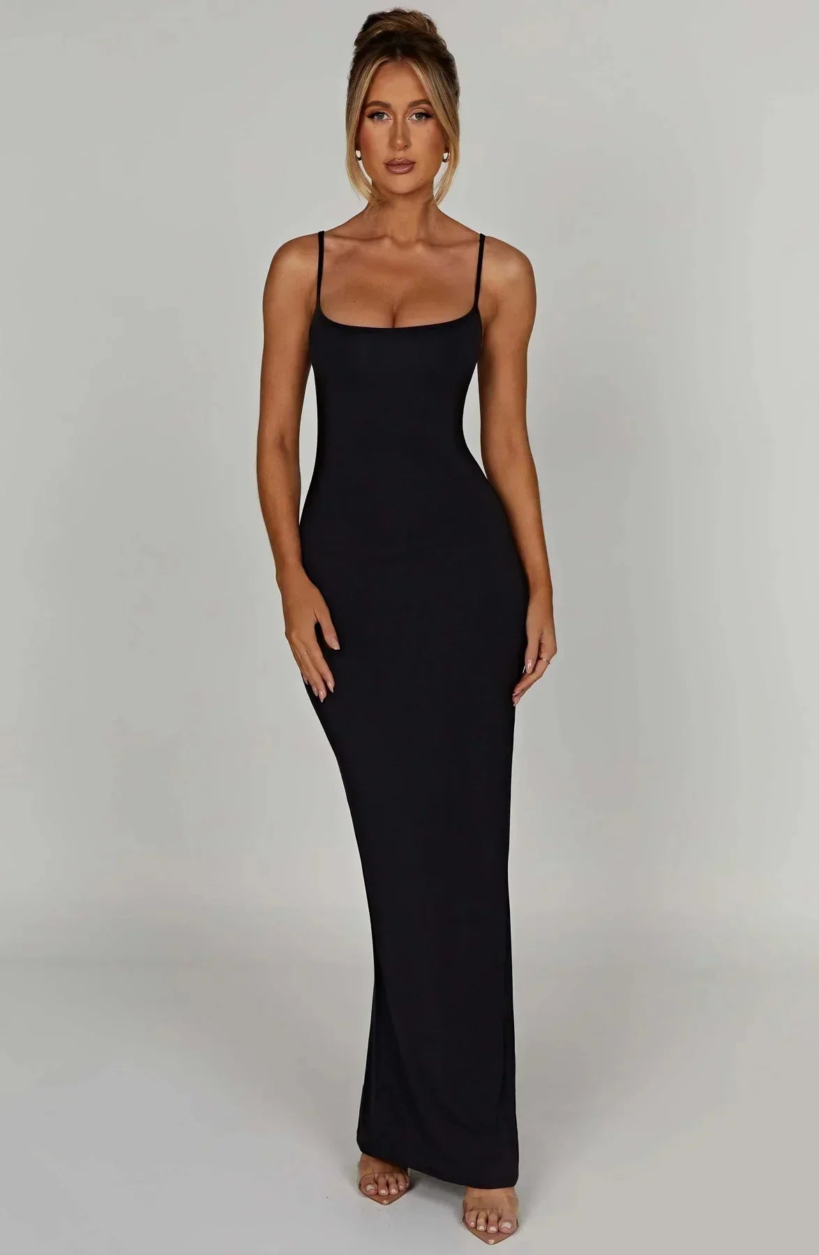 SASCHA | SCOOP NECK MAXI DRESS - Black