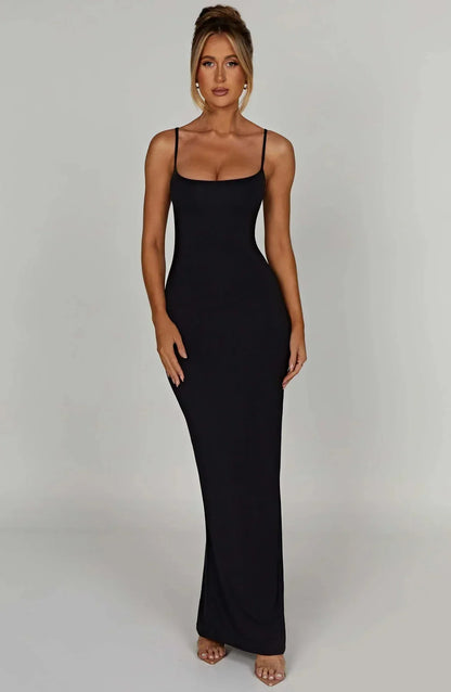 SASCHA | SCOOP NECK MAXI DRESS - Black