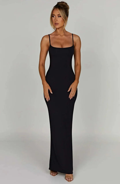 SASCHA | SCOOP NECK MAXI DRESS - Black