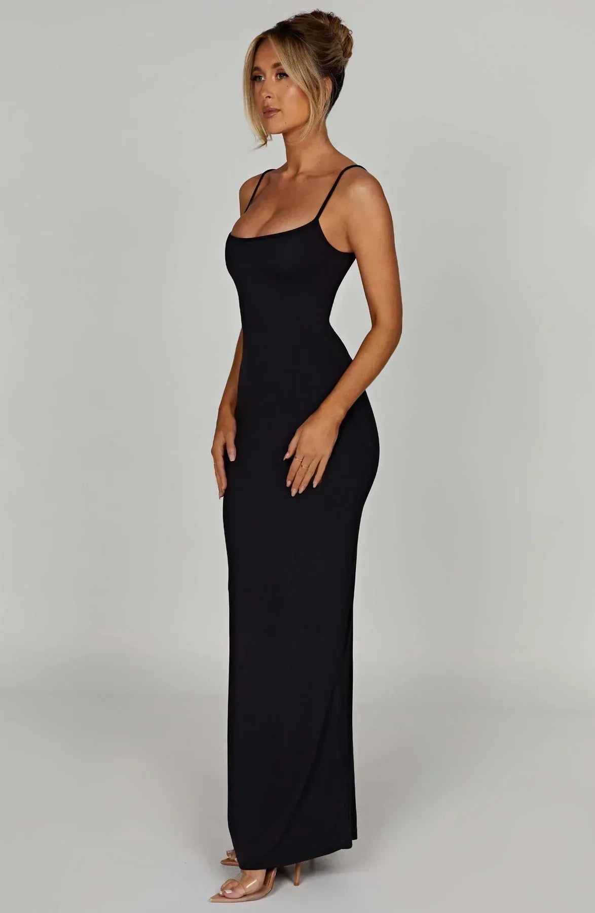 SASCHA | SCOOP NECK MAXI DRESS - Black