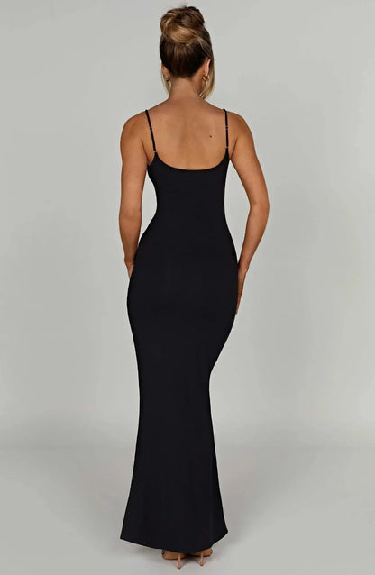 SASCHA | SCOOP NECK MAXI DRESS - Black