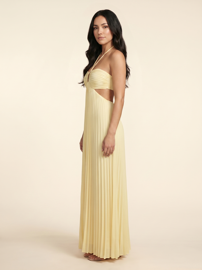 SERAPHINE | HALTER MAXI DRESS - Butter Yellow