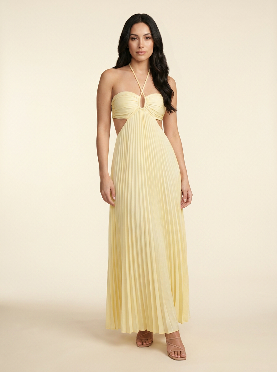 SERAPHINE | HALTER MAXI DRESS - Butter Yellow
