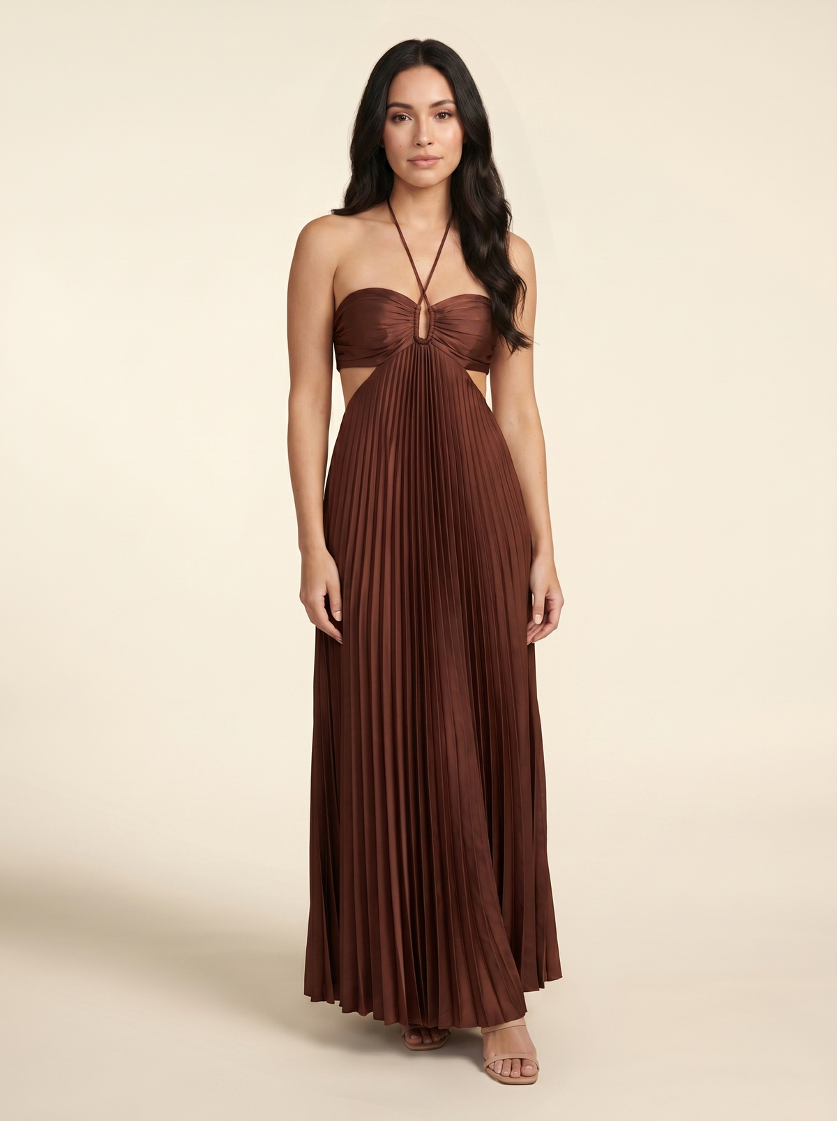 SERAPHINE | HALTER MAXI DRESS - Chocolate Brown