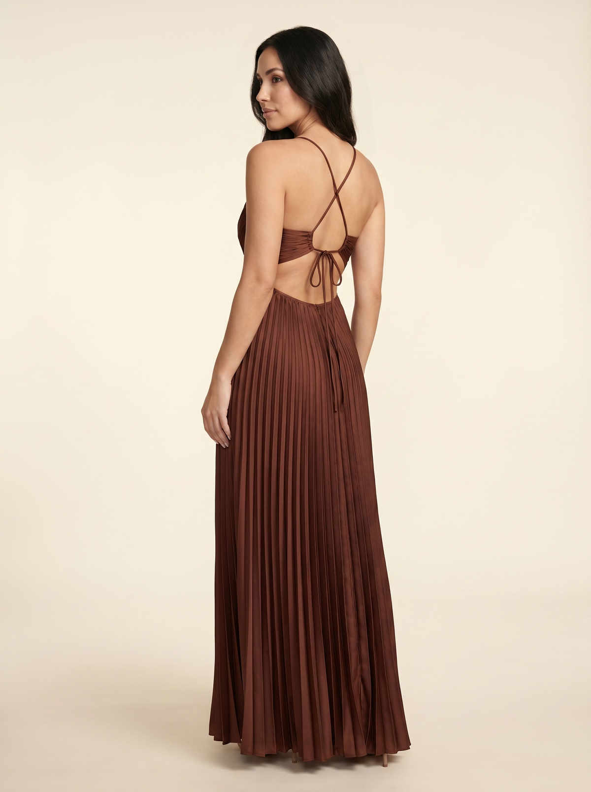 SERAPHINE | HALTER MAXI DRESS - Chocolate Brown