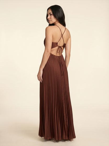 SERAPHINE | HALTER MAXI DRESS - Chocolate Brown
