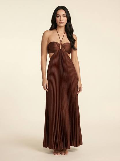 SERAPHINE | HALTER MAXI DRESS - Chocolate Brown
