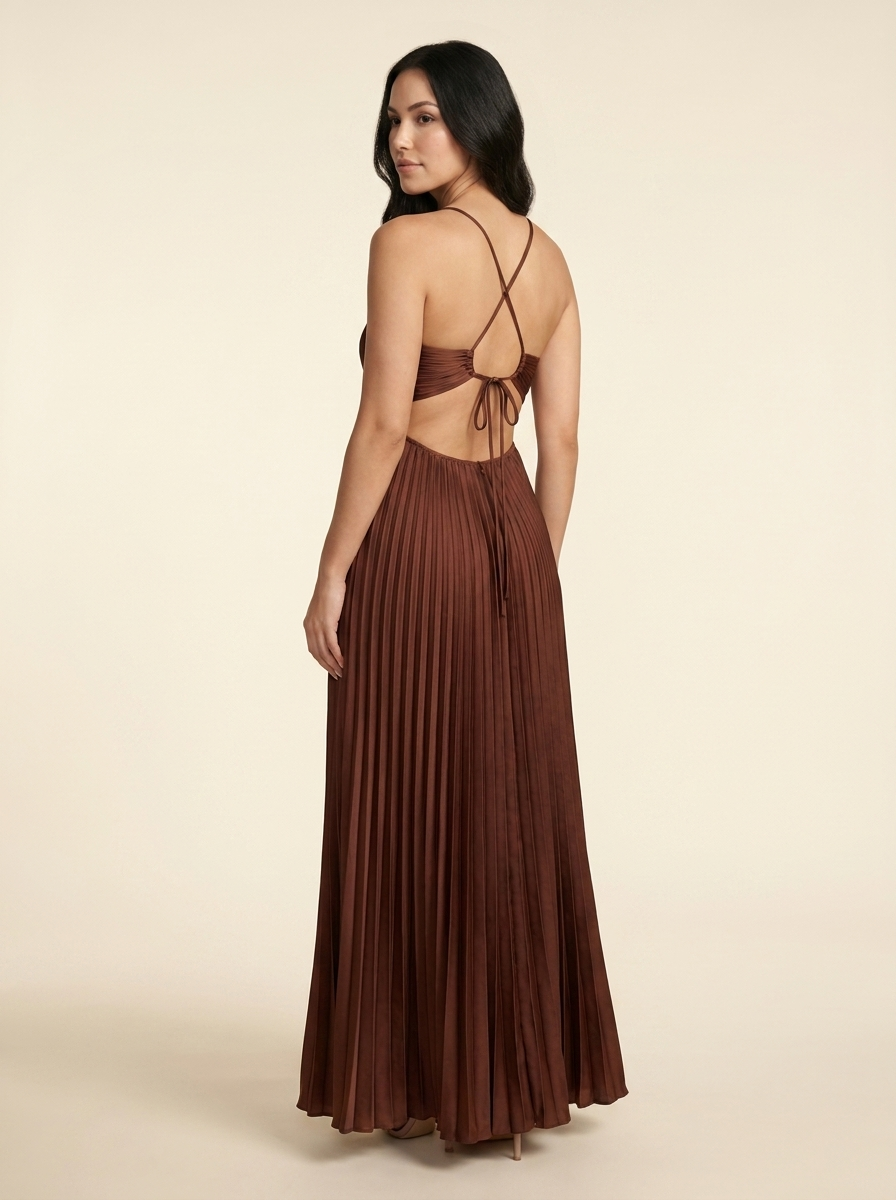 SERAPHINE | HALTER MAXI DRESS - Chocolate Brown