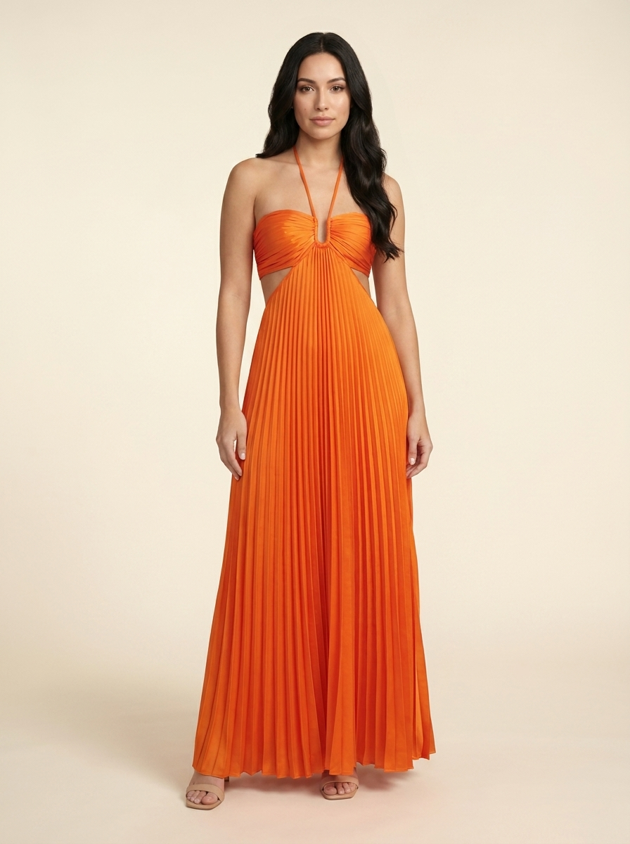 SERAPHINE | HALTER MAXI DRESS - Orange