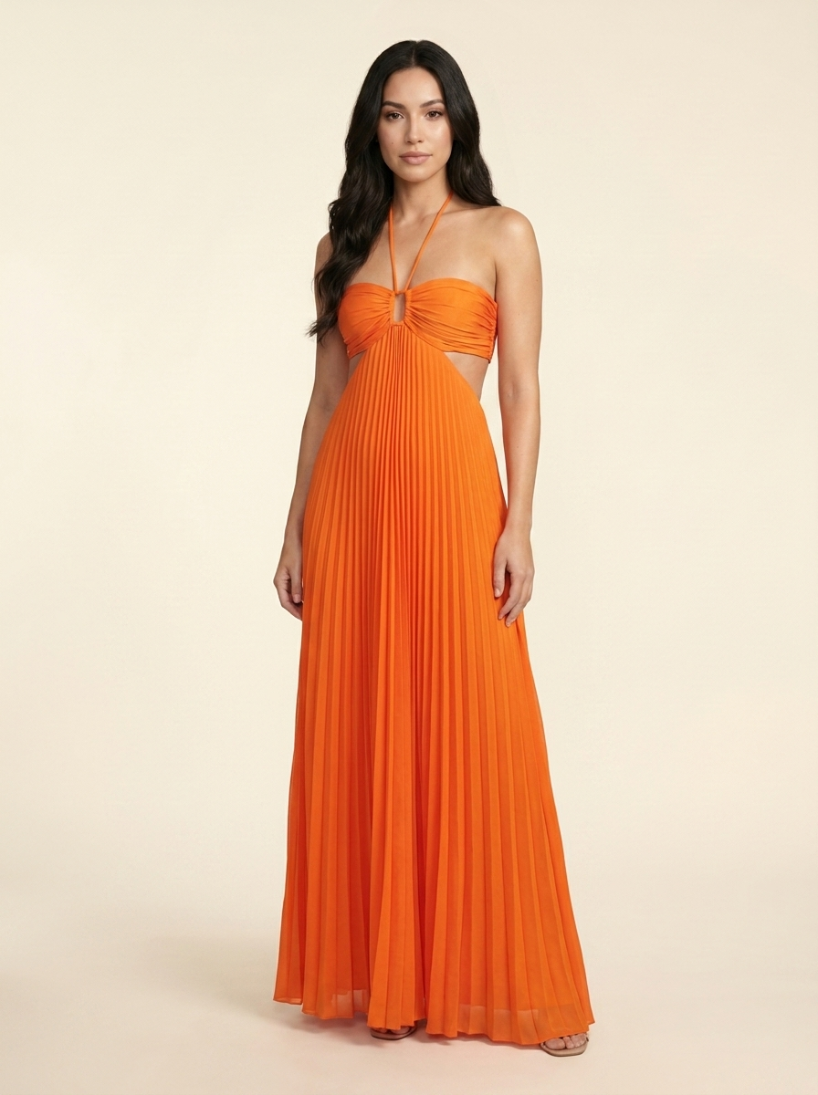 SERAPHINE | HALTER MAXI DRESS - Orange