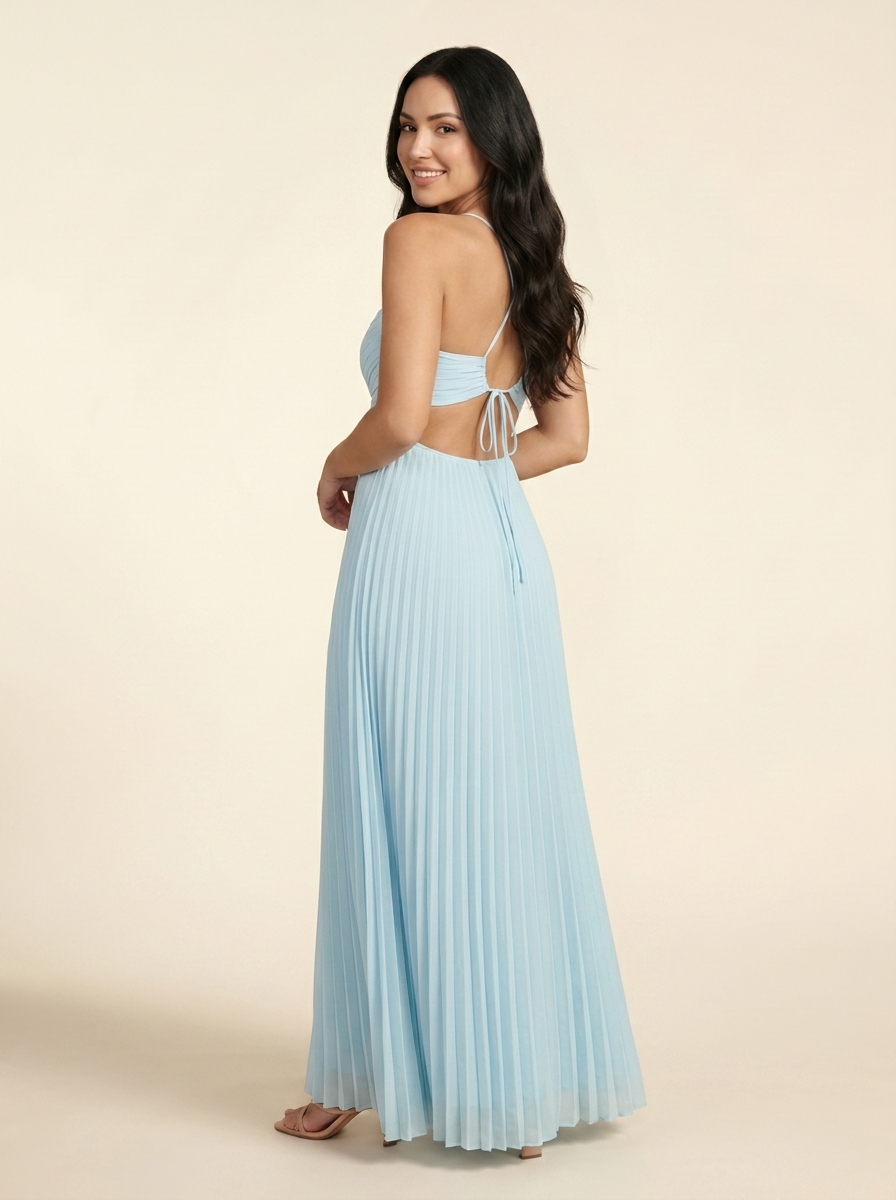 SERAPHINE | HALTER MAXI DRESS - Sky Blue