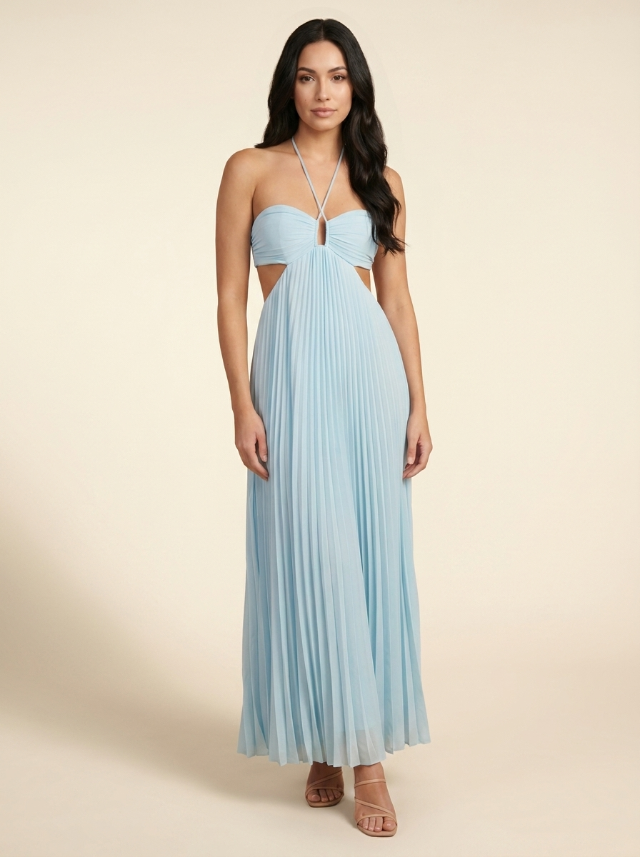 SERAPHINE | HALTER MAXI DRESS - Sky Blue