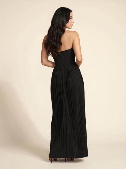 SIDONIE | PLEATED MAXI DRESS - Black