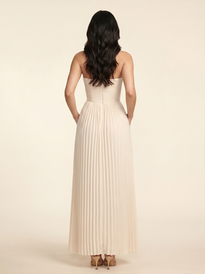 SIDONIE | PLEATED MAXI DRESS - Cream