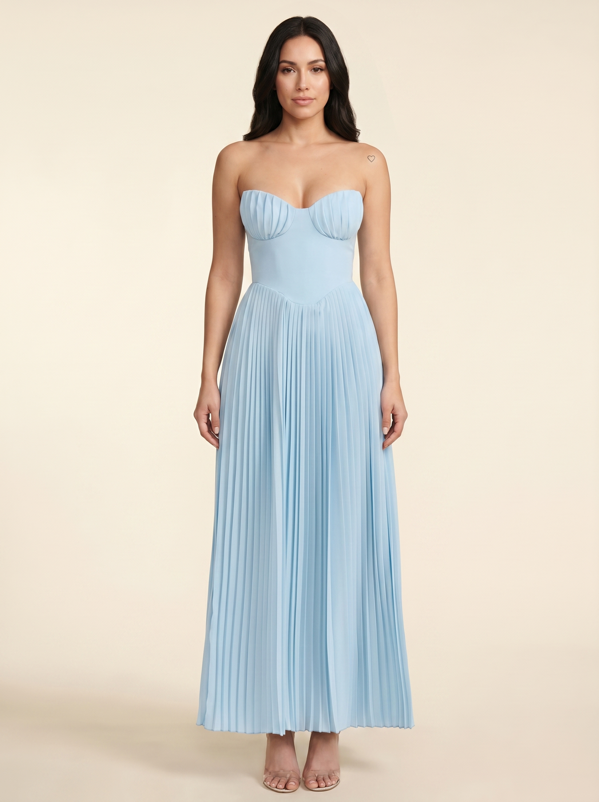 SIDONIE | PLEATED MAXI DRESS - Sky Blue
