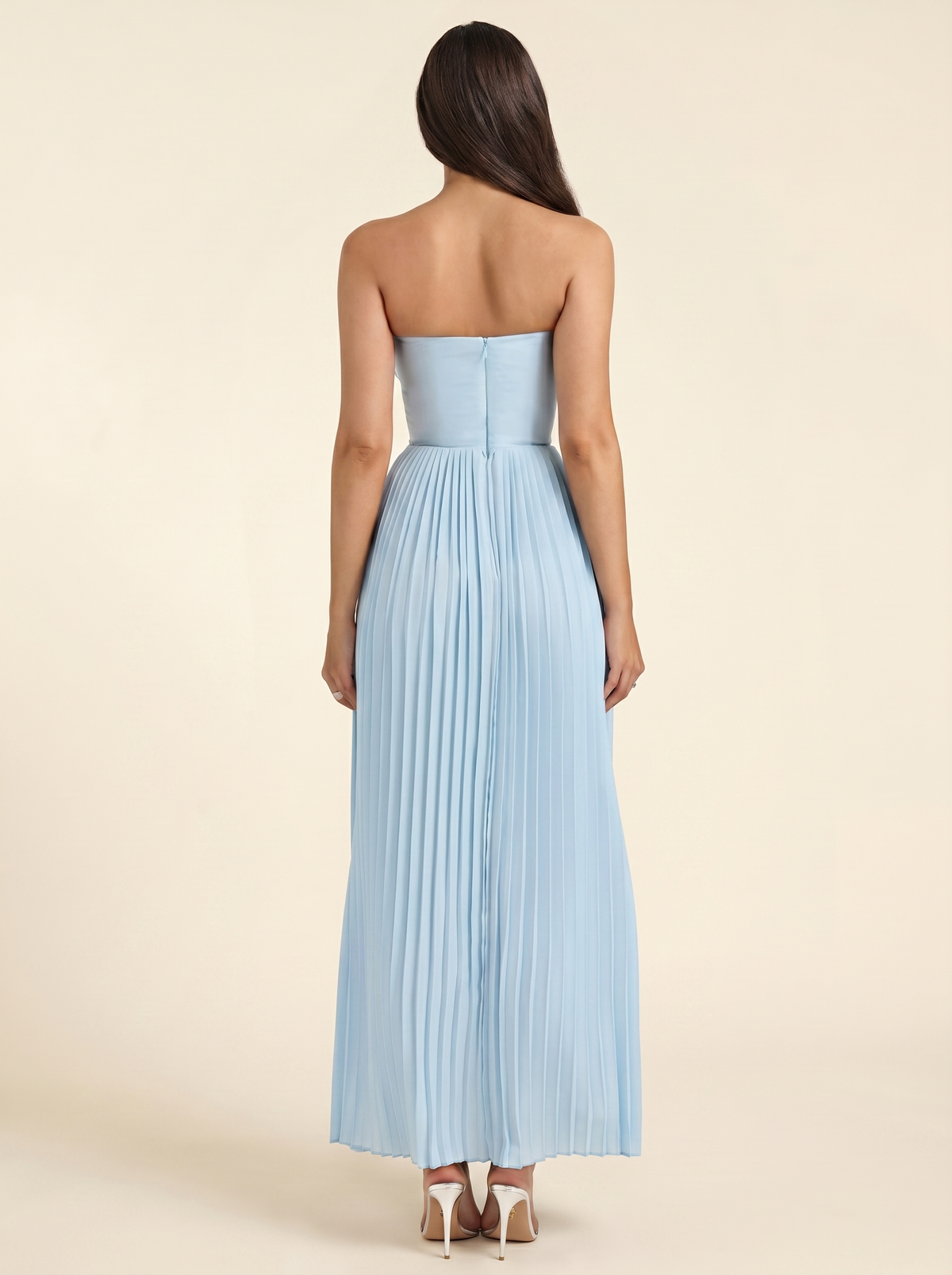 SIDONIE | PLEATED MAXI DRESS - Sky Blue