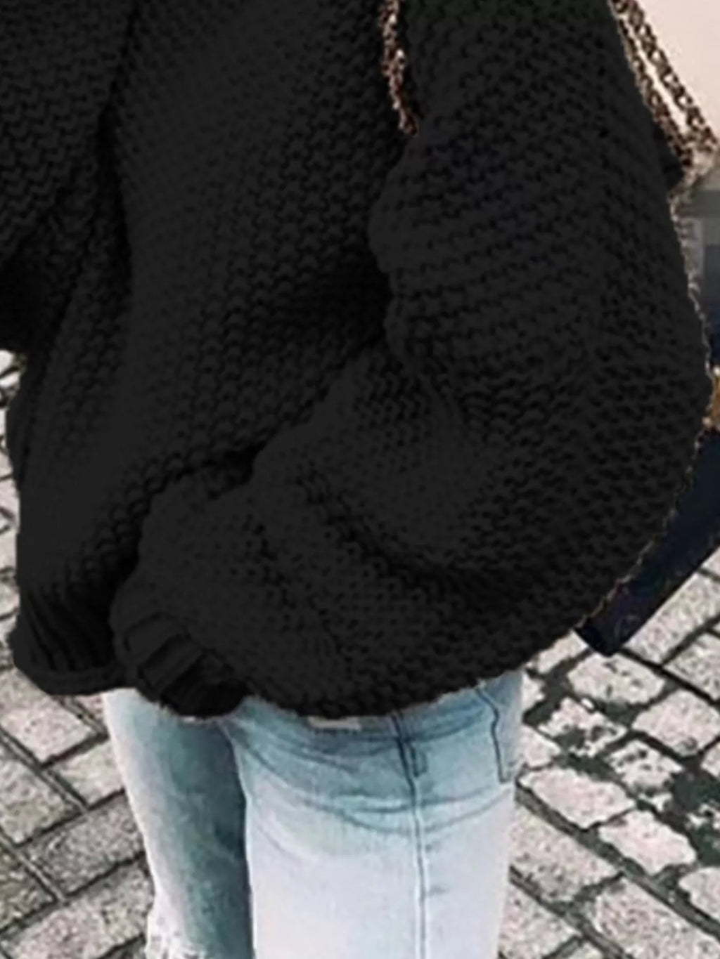 SILJE | CHUNKY KNIT TURTLENECK SWEATER - Black