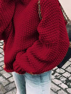 SILJE | CHUNKY KNIT TURTLENECK SWEATER - Burgundy