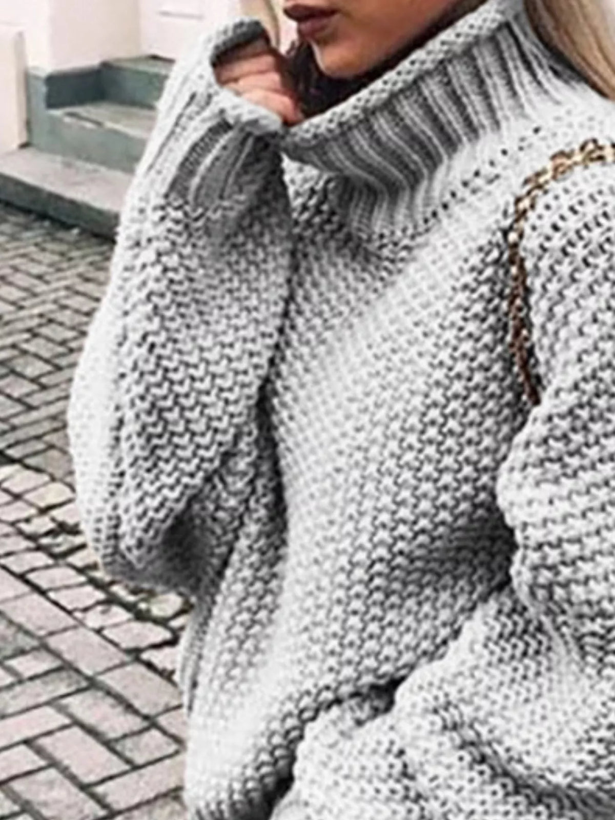 SILJE | CHUNKY KNIT TURTLENECK SWEATER - Gray