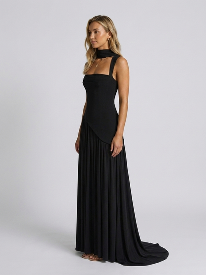 SOLARA | SQUARE NECK MAXI DRESS - Black