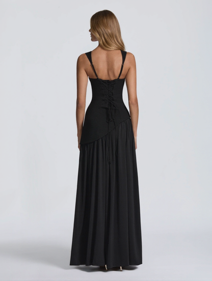 SOLARA | SQUARE NECK MAXI DRESS - Black