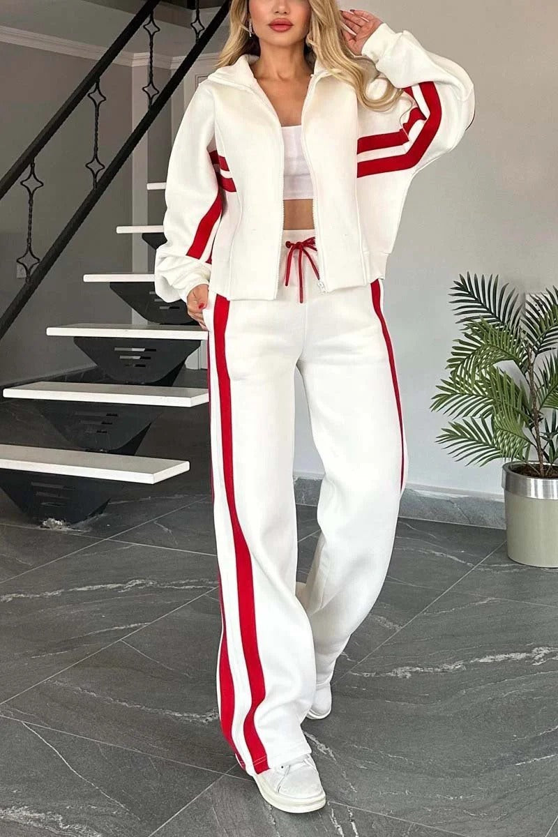 SOLINE | STRIPED JACKET SET - White