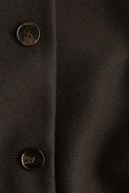 SOLVEIG | DETACHABLE SHAWL COLLAR COAT - Dark Brown