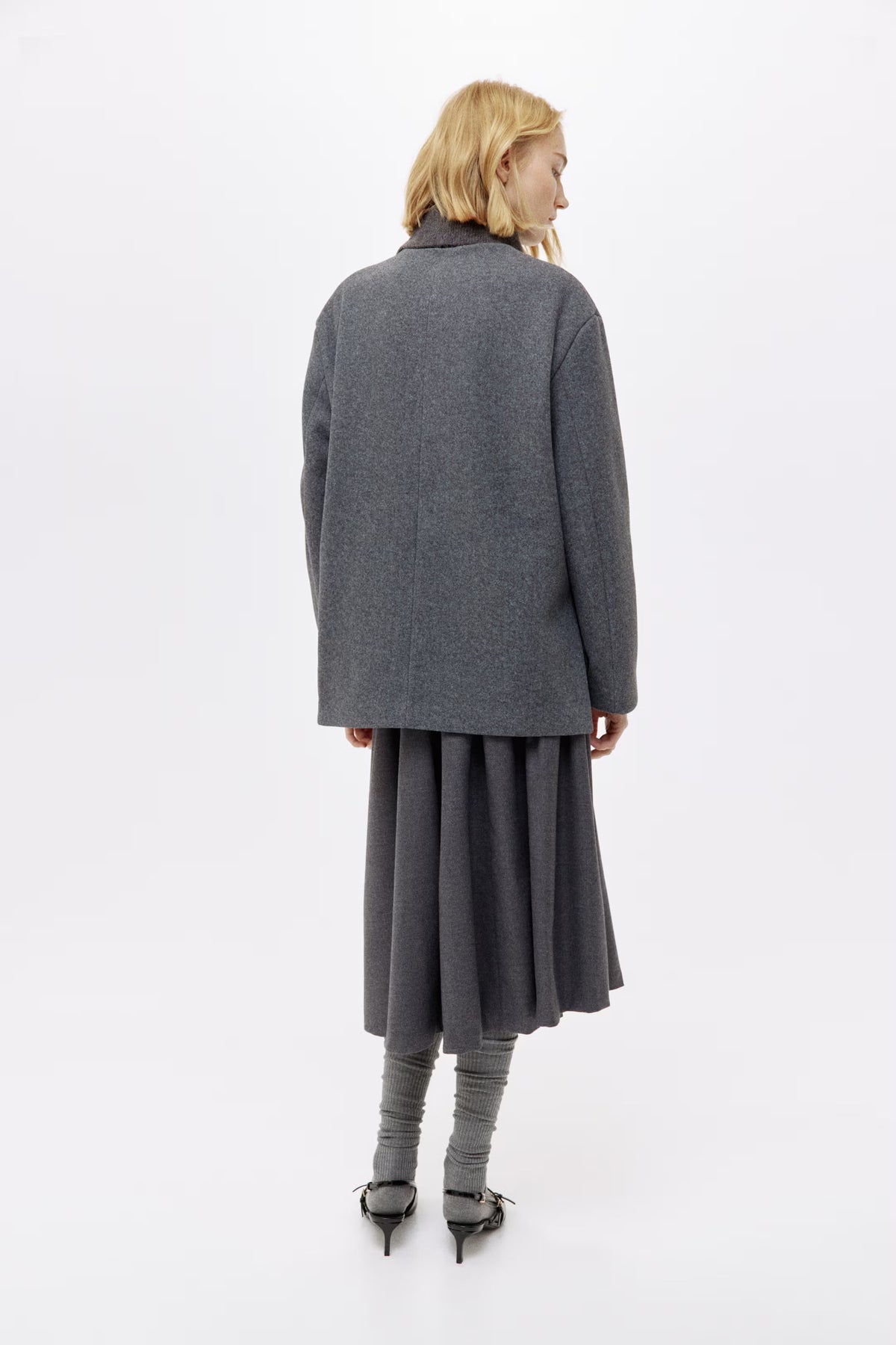 SOLVEIG | DETACHABLE SHAWL COLLAR COAT - Dark Gray