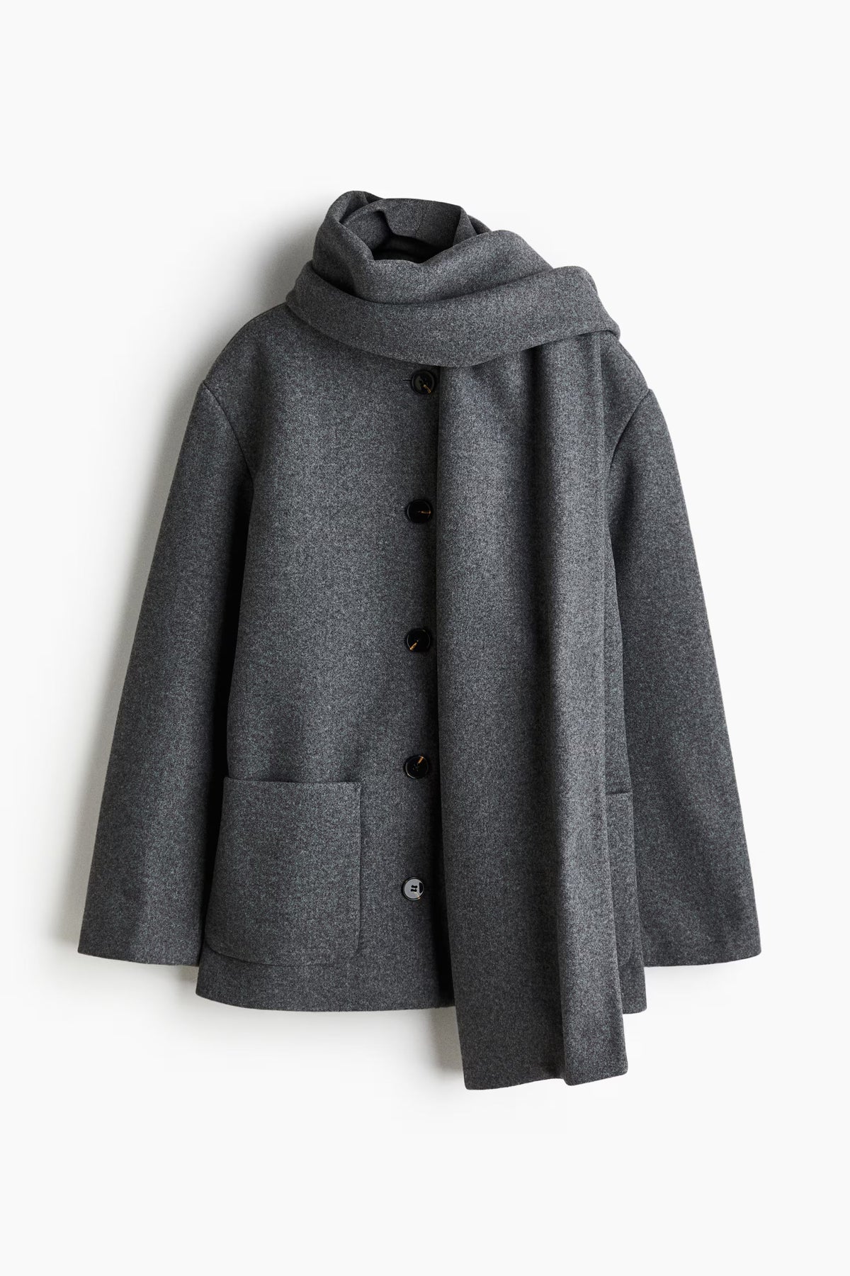 SOLVEIG | DETACHABLE SHAWL COLLAR COAT - Dark Gray