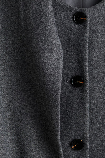 SOLVEIG | DETACHABLE SHAWL COLLAR COAT - Dark Gray