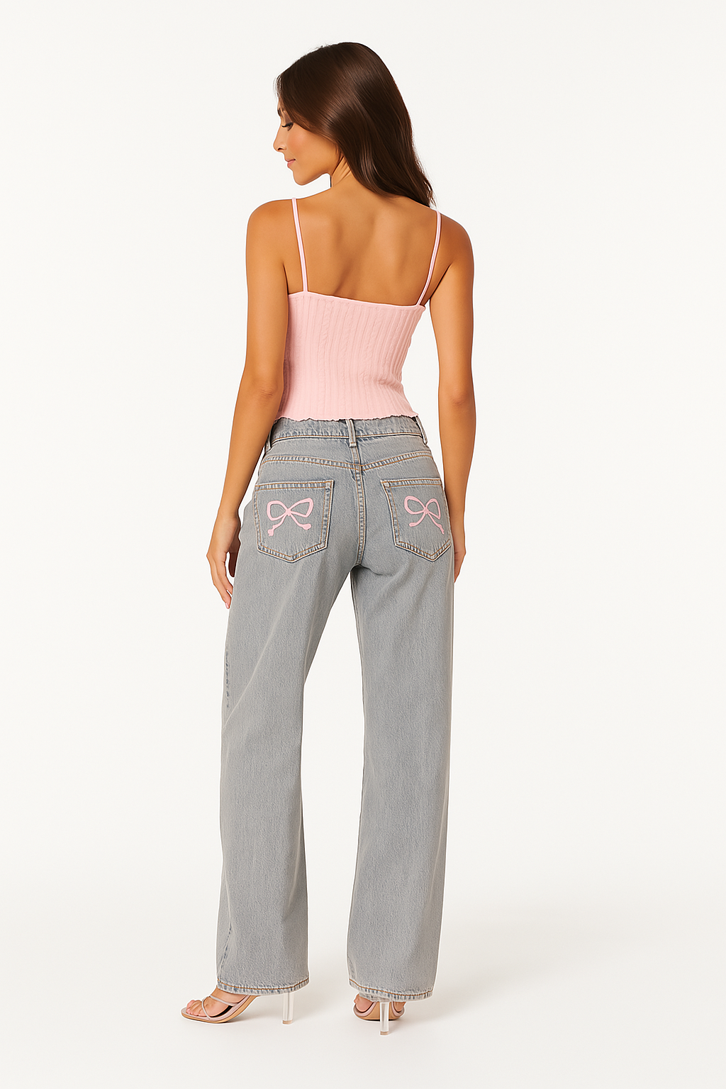 SUZETTE | RELAXED BOW POCKET JEANS - Light Blue