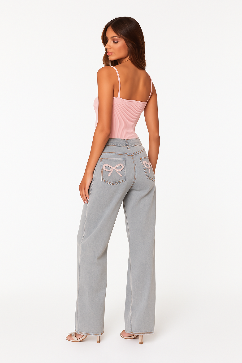 SUZETTE | RELAXED BOW POCKET JEANS - Light Blue