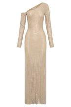 TAMAR | EMBELLISHED ASYMMETRIC MAXI DRESS - Nude