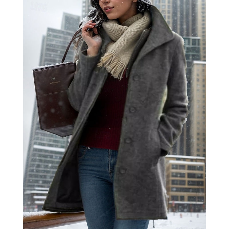 TANJA | TAILORED BUTTON FRONT COAT - Charcoal Gray