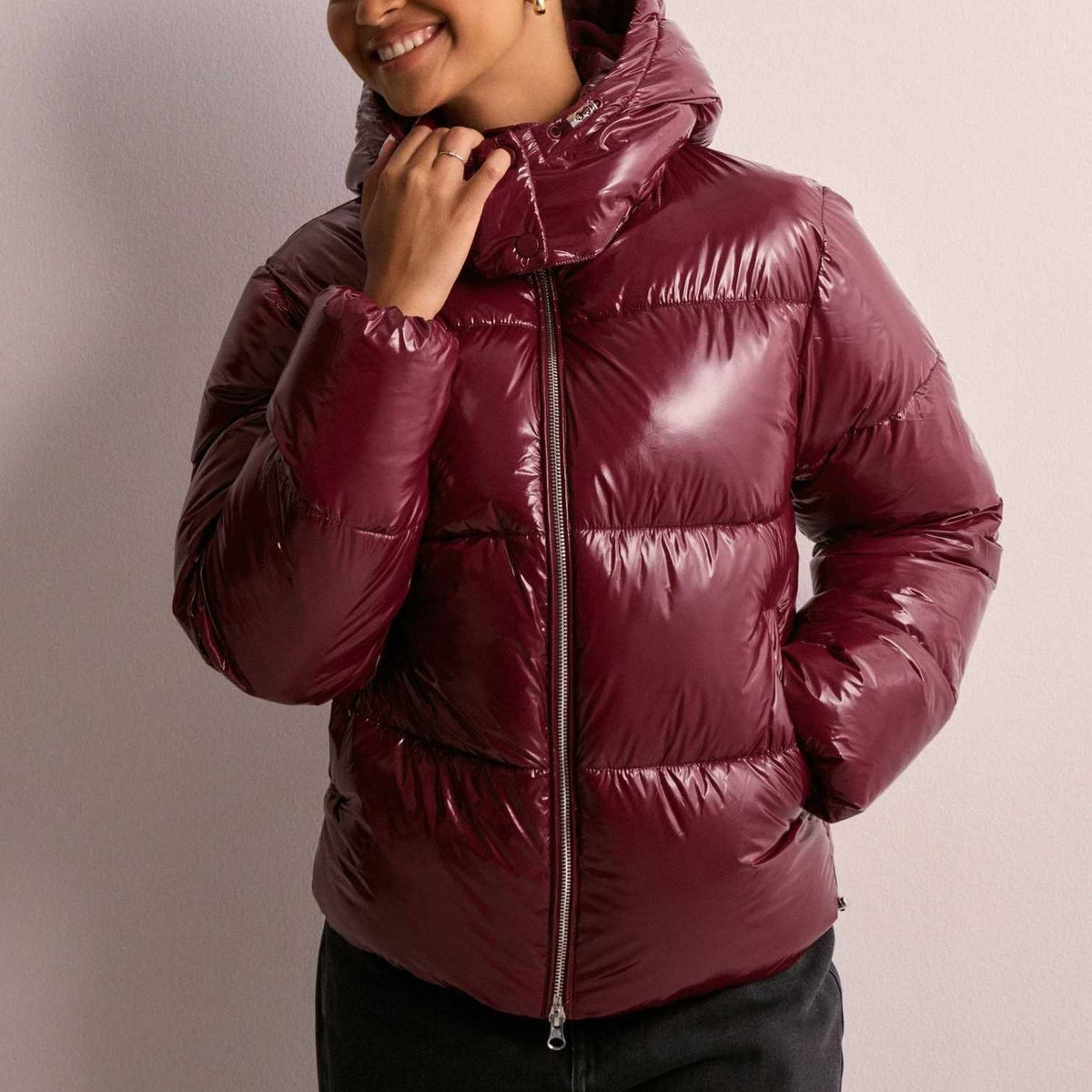 TEMPEST | HOODED QUILTED PUFFER JACKET - Burgundy