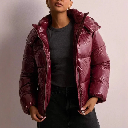 TEMPEST | HOODED QUILTED PUFFER JACKET - Burgundy