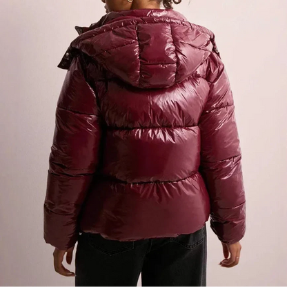 TEMPEST | HOODED QUILTED PUFFER JACKET - Burgundy